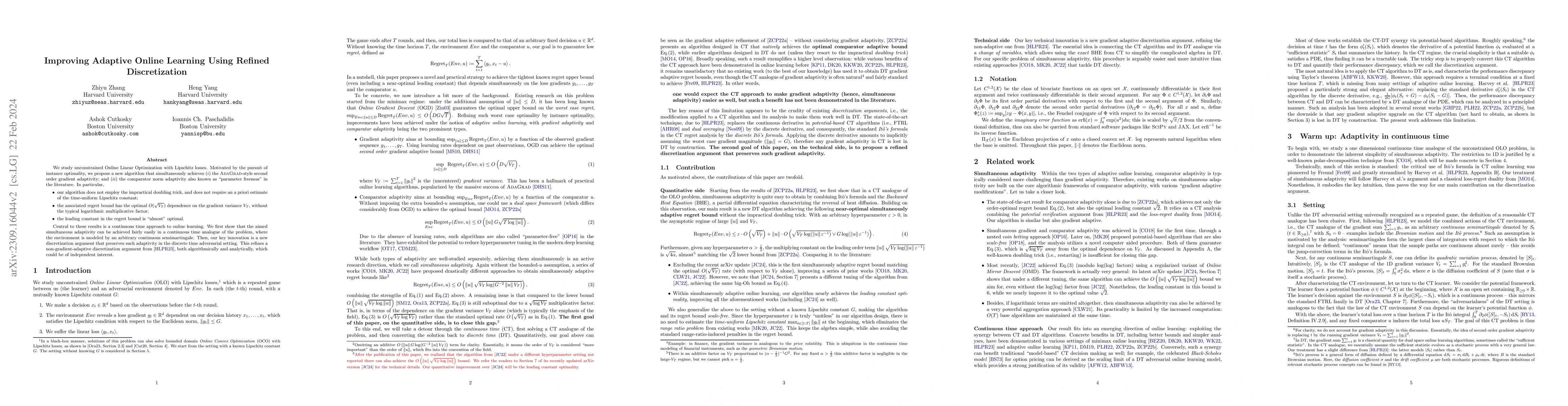 Thumbnail for Improving Adaptive Online Learning Using Refined Discretization