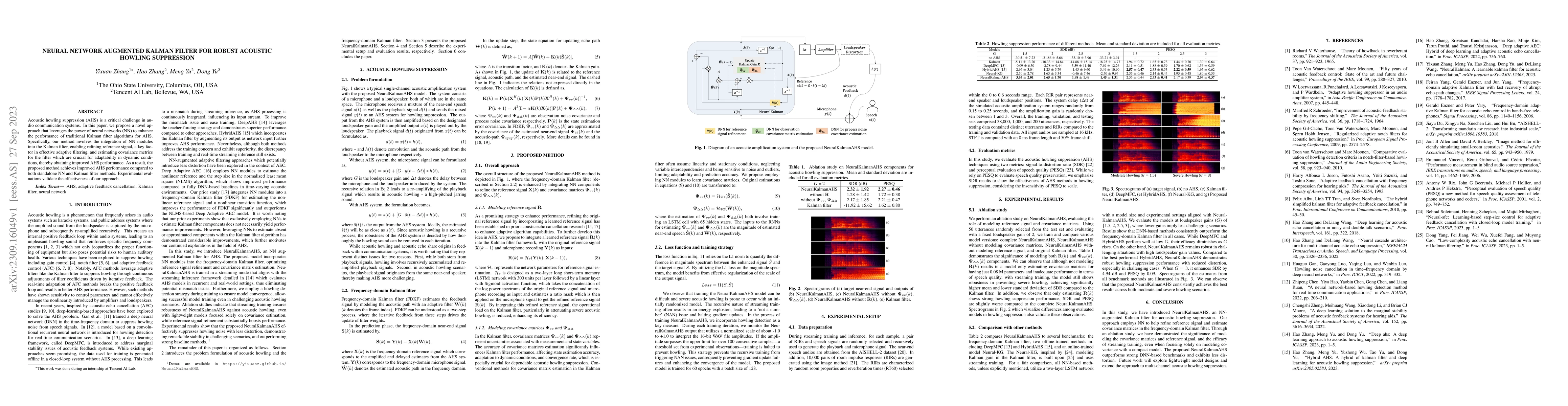 Thumbnail for Neural Network Augmented Kalman Filter for Robust Acoustic Howling
  Suppression