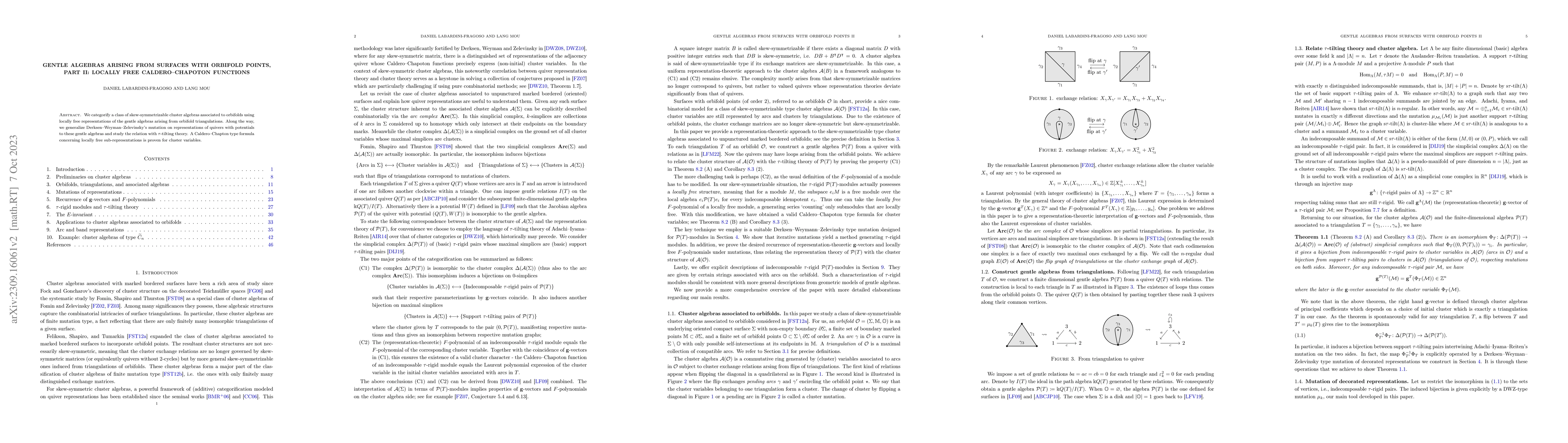 Thumbnail for Gentle algebras arising from surfaces with orbifold points, Part II:
  Locally free Caldero-Chapoton functions