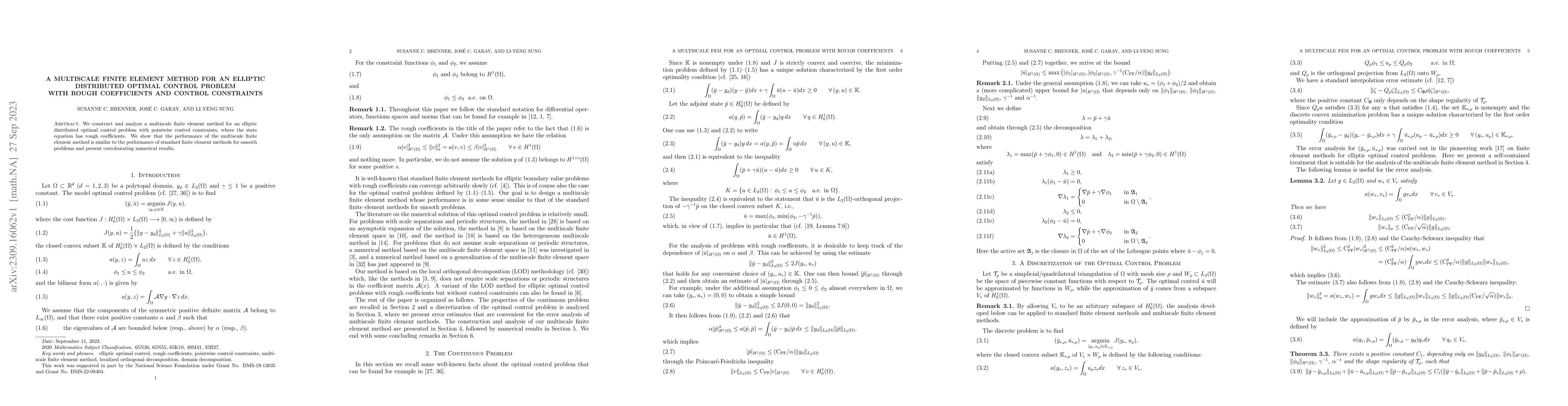 Thumbnail for A Multiscale Finite Element Method for an Elliptic Distributed Optimal
  Control Problem with Rough Coefficients and Control Constraints