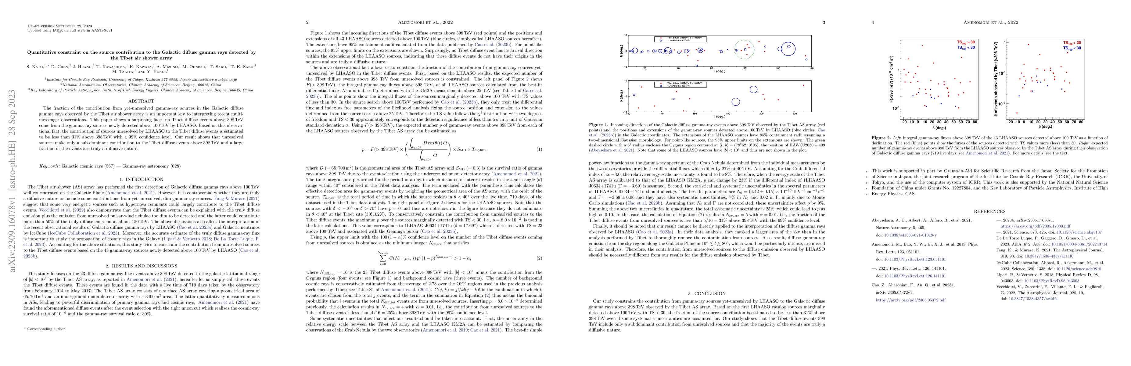 Thumbnail for Quantitative constraint on the source contribution to the Galactic
  diffuse gamma rays detected by the Tibet air shower array