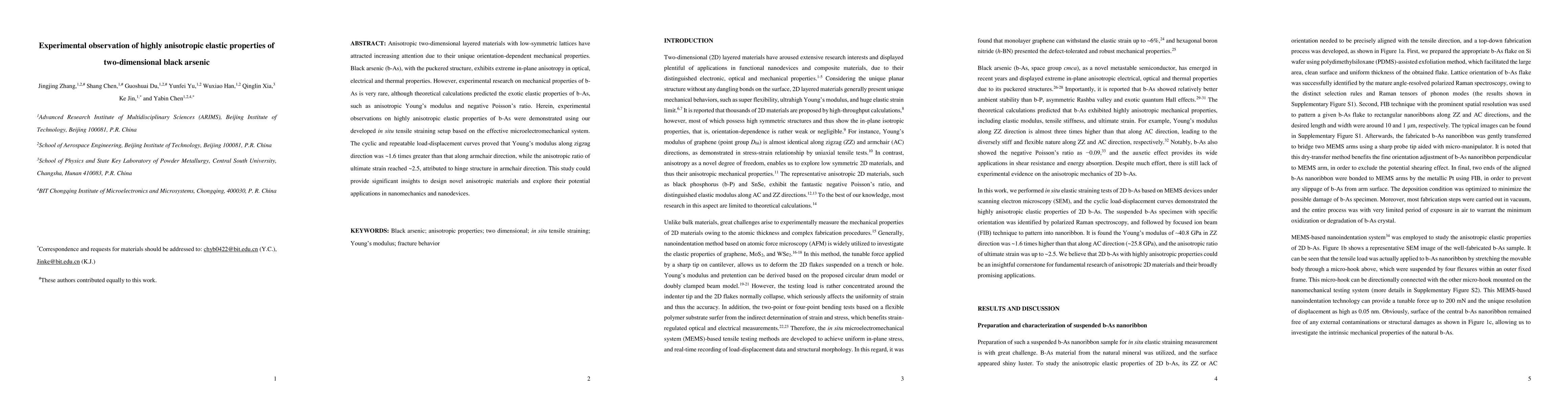 Thumbnail for Experimental observation of highly anisotropic elastic properties of
  two-dimensional black arsenic