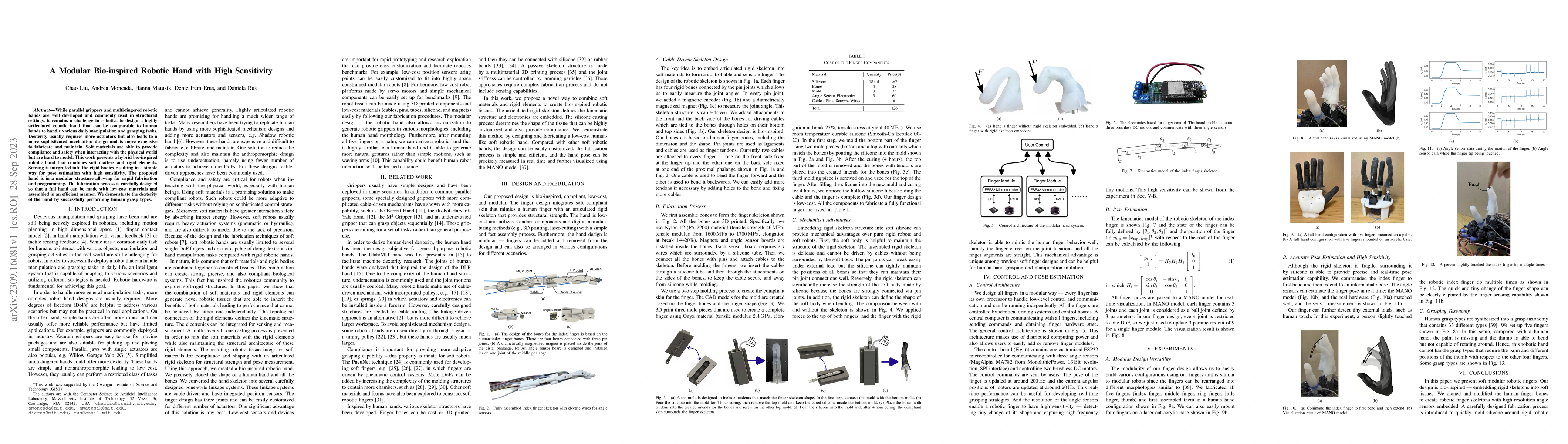 Thumbnail for A Modular Bio-inspired Robotic Hand with High Sensitivity
