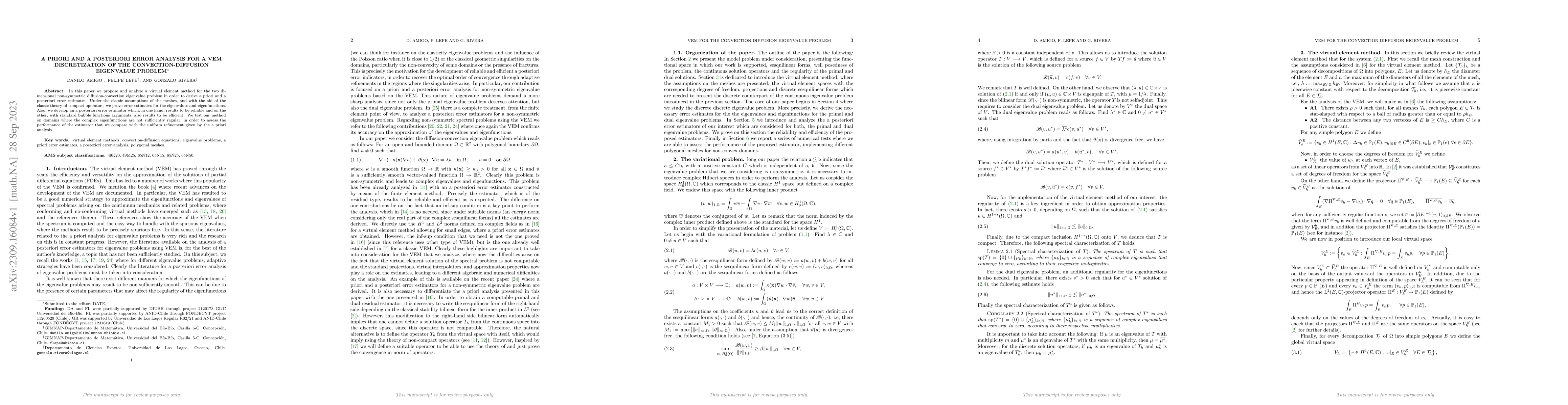 Thumbnail for A priori and a posteriori error analysis for a VEM discretization of the
  convection-diffusion eigenvalue problem