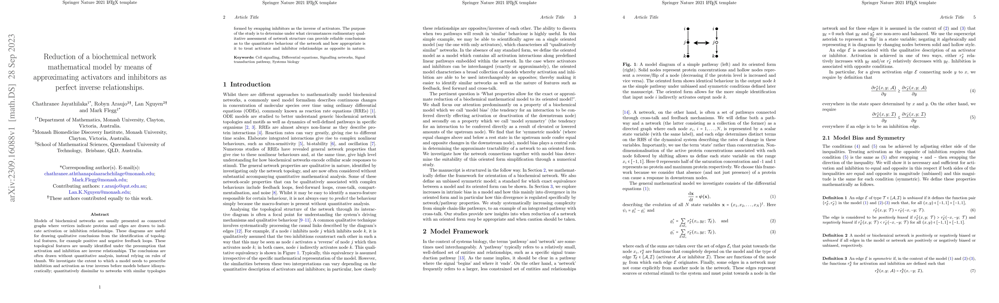 Thumbnail for Reduction of a biochemical network mathematical model by means of
  approximating activators and inhibitors as perfect inverse relationships