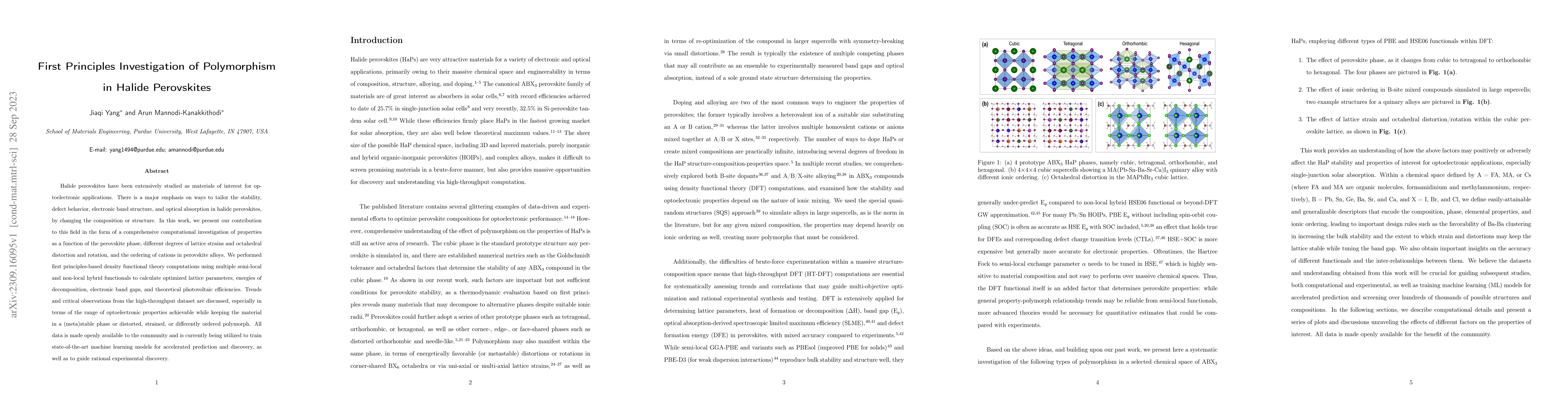 Thumbnail for First Principles Investigation of Polymorphism in Halide Perovskites