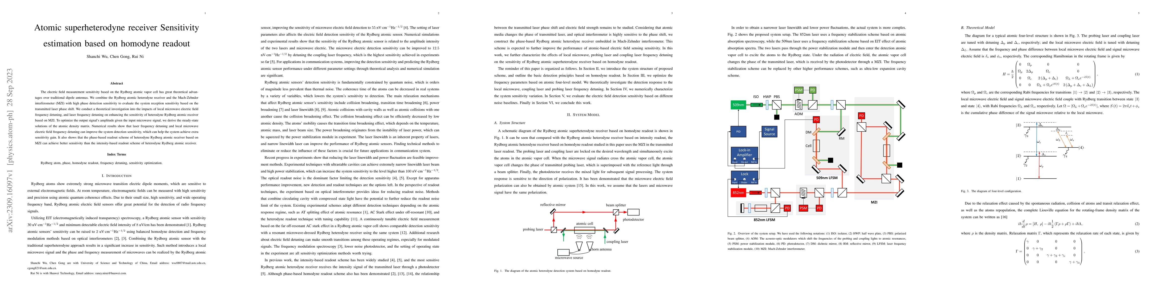 Thumbnail for Atomic superheterodyne receiver Sensitivity estimation based on homodyne
  readout
