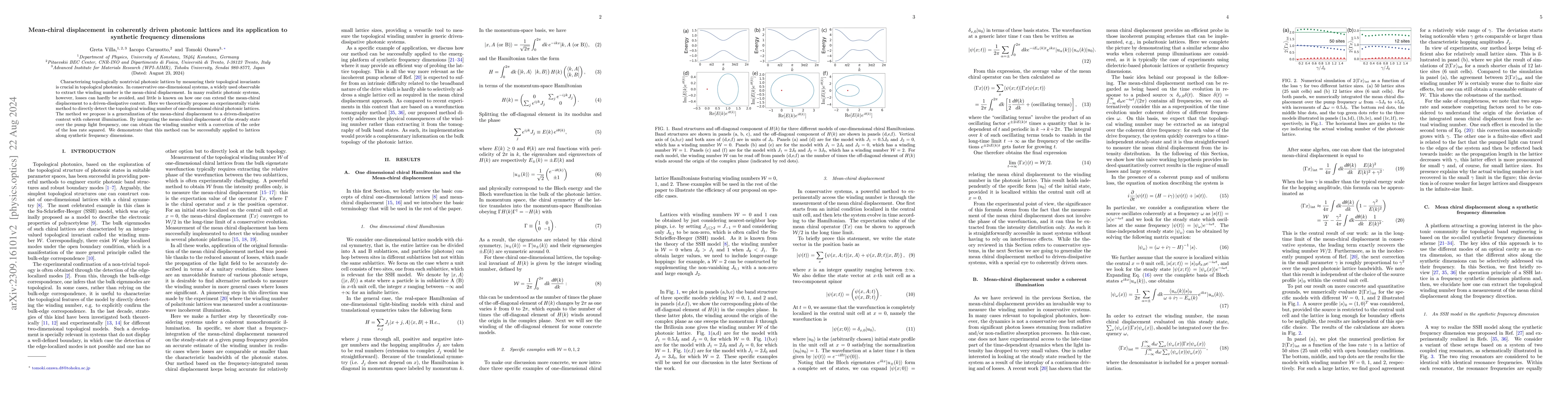 Thumbnail for Mean-chiral displacement in coherently driven photonic lattices and its
  application to synthetic frequency dimensions