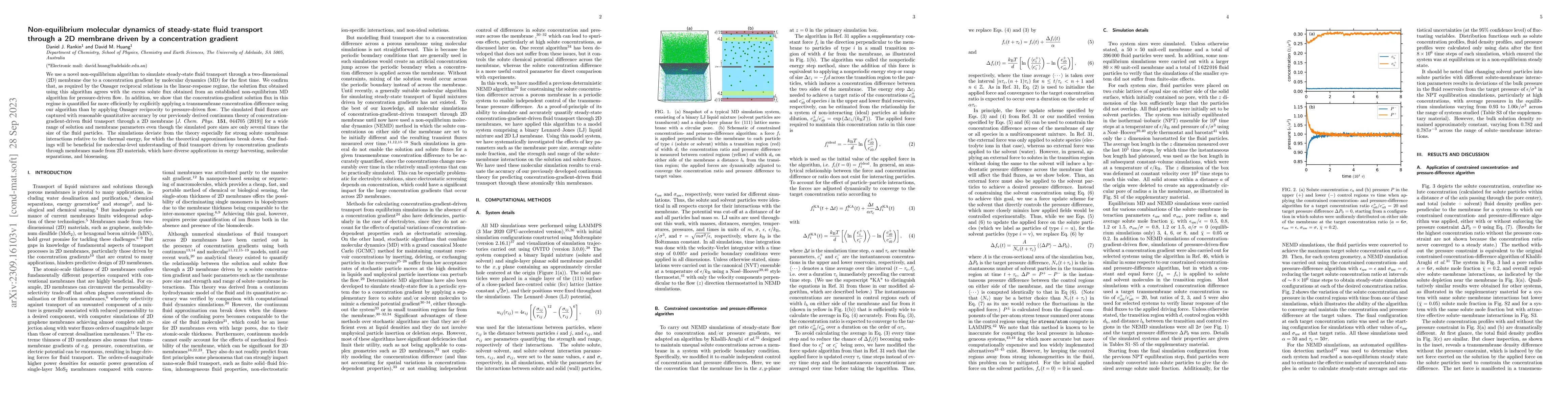 Thumbnail for Non-equilibrium molecular dynamics of steady-state fluid transport
  through a 2D membrane driven by a concentration gradient
