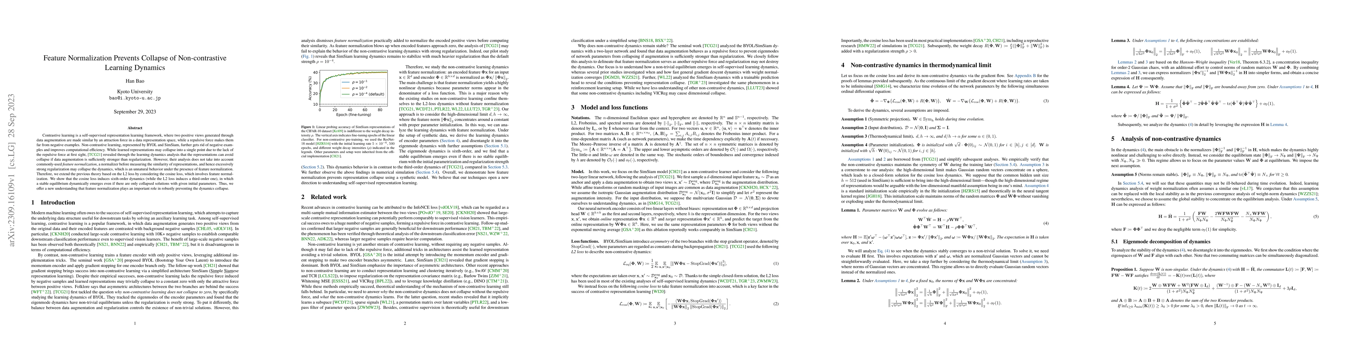Thumbnail for Feature Normalization Prevents Collapse of Non-contrastive Learning
  Dynamics