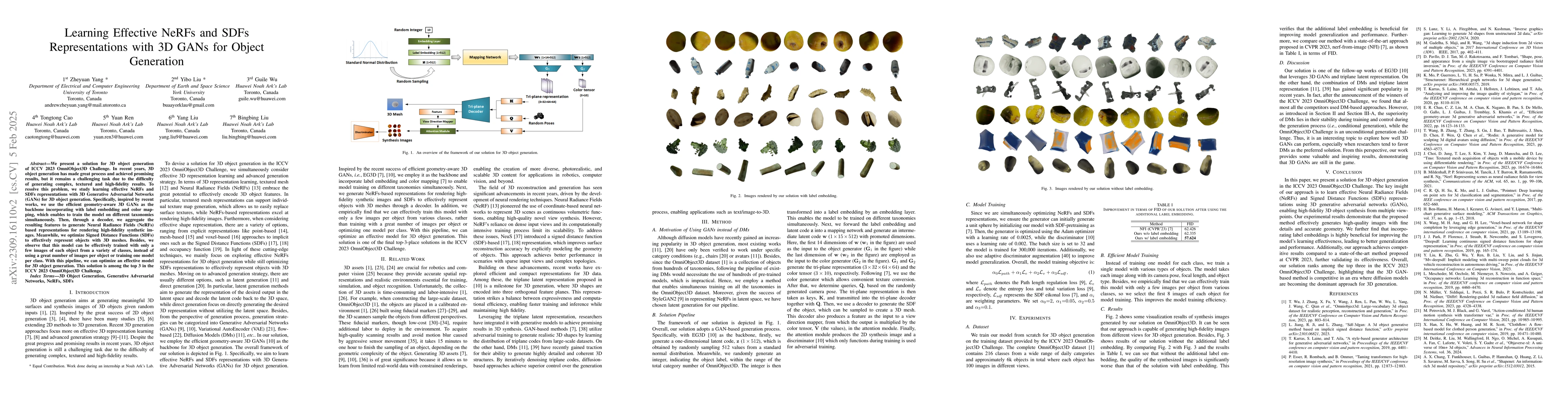 Thumbnail for Learning Effective NeRFs and SDFs Representations with 3D Generative
  Adversarial Networks for 3D Object Generation: Technical Report for ICCV 2023
  OmniObject3D Challenge