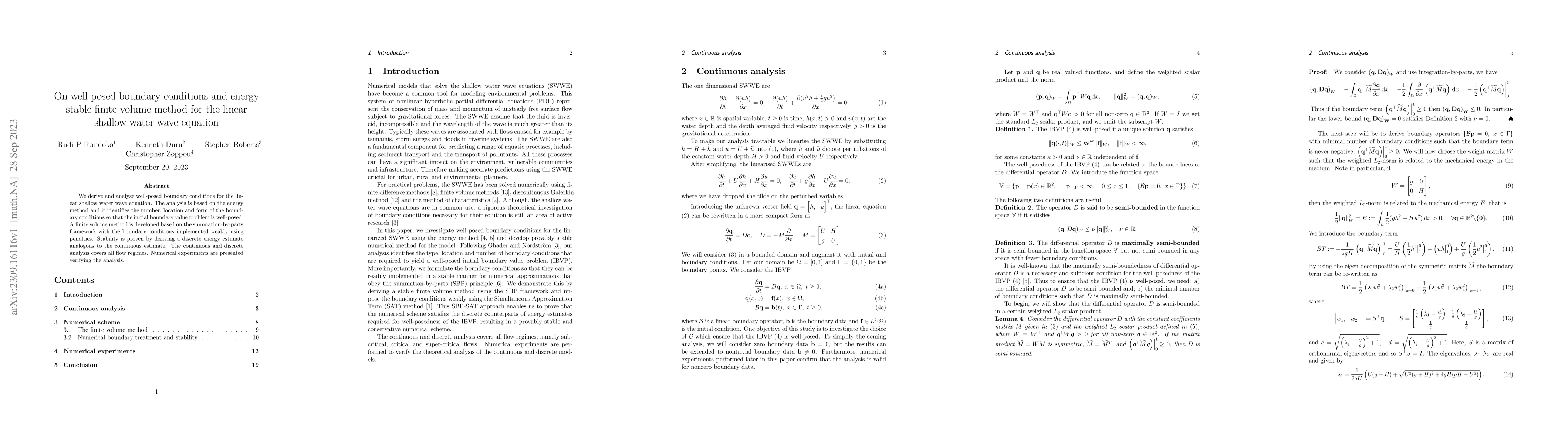 Thumbnail for On well-posed boundary conditions and energy stable finite volume method
  for the linear shallow water wave equation
