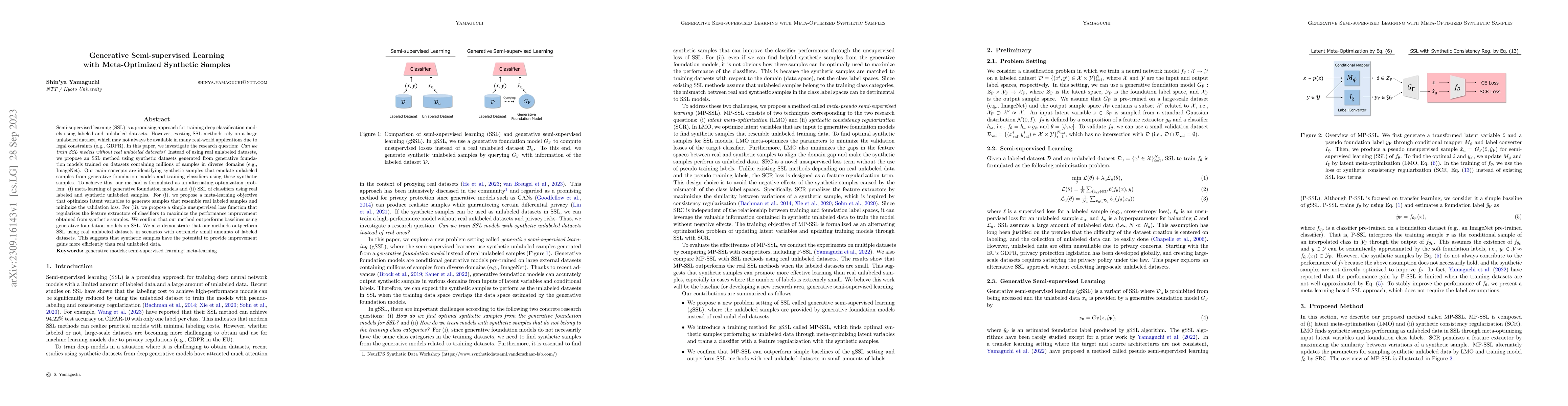 Thumbnail for Generative Semi-supervised Learning with Meta-Optimized Synthetic
  Samples