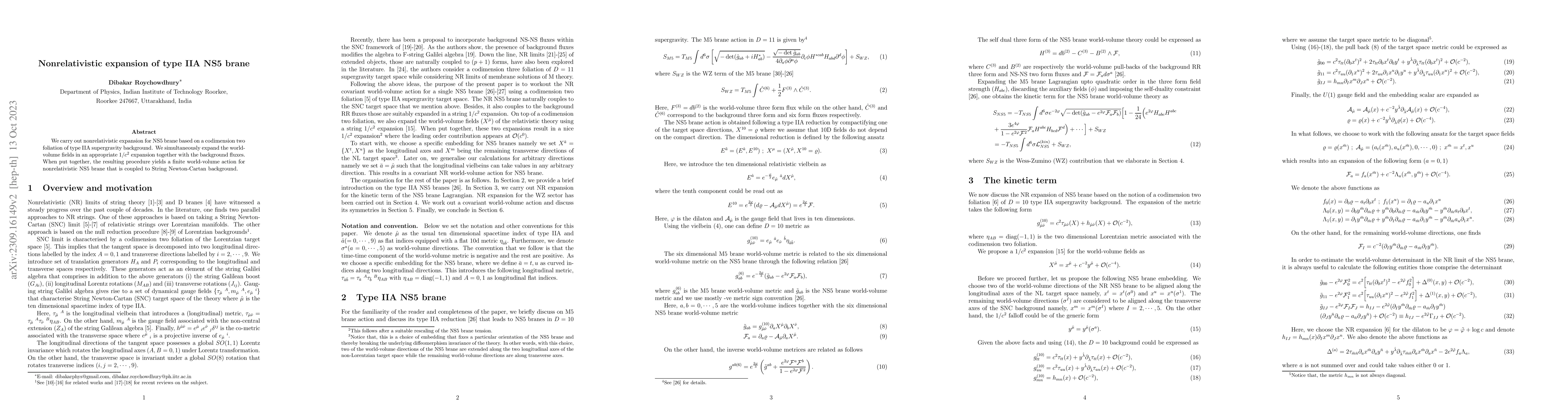Thumbnail for Nonrelativistic expansion of type IIA NS5 brane