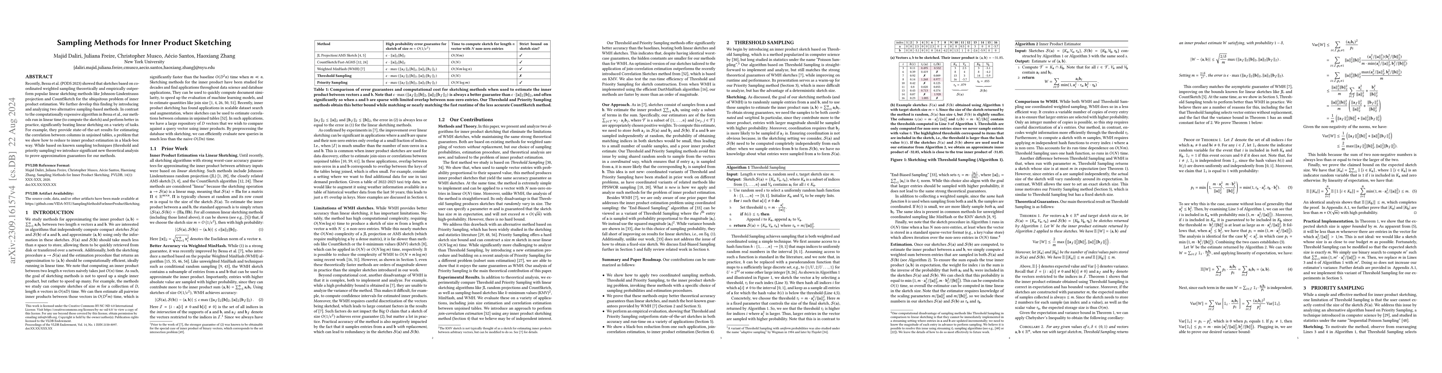 Thumbnail for Sampling Methods for Inner Product Sketching