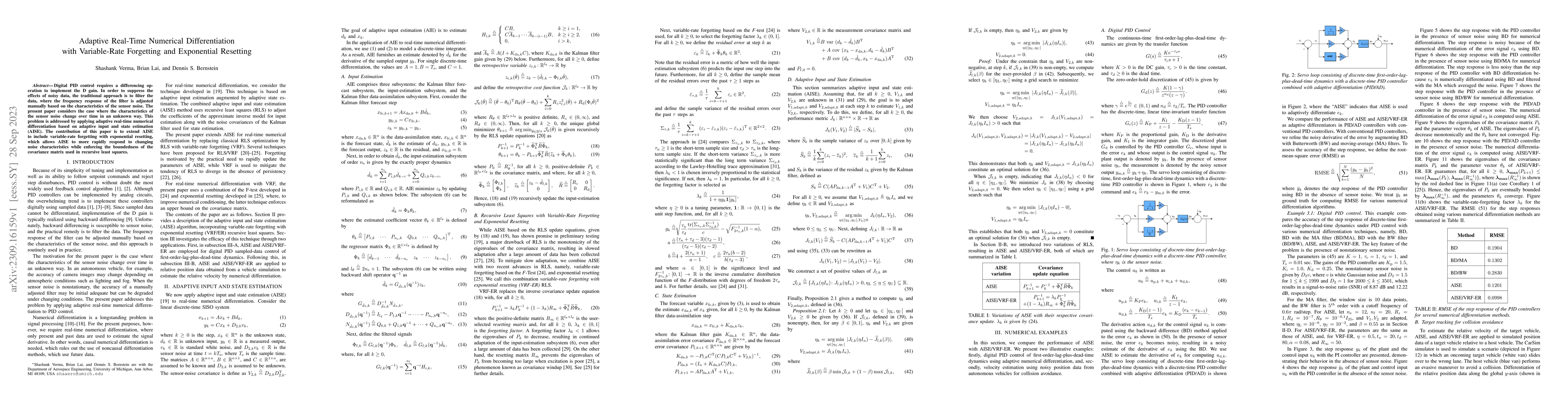 Thumbnail for Adaptive Real-Time Numerical Differentiation with Variable-Rate
  Forgetting and Exponential Resetting