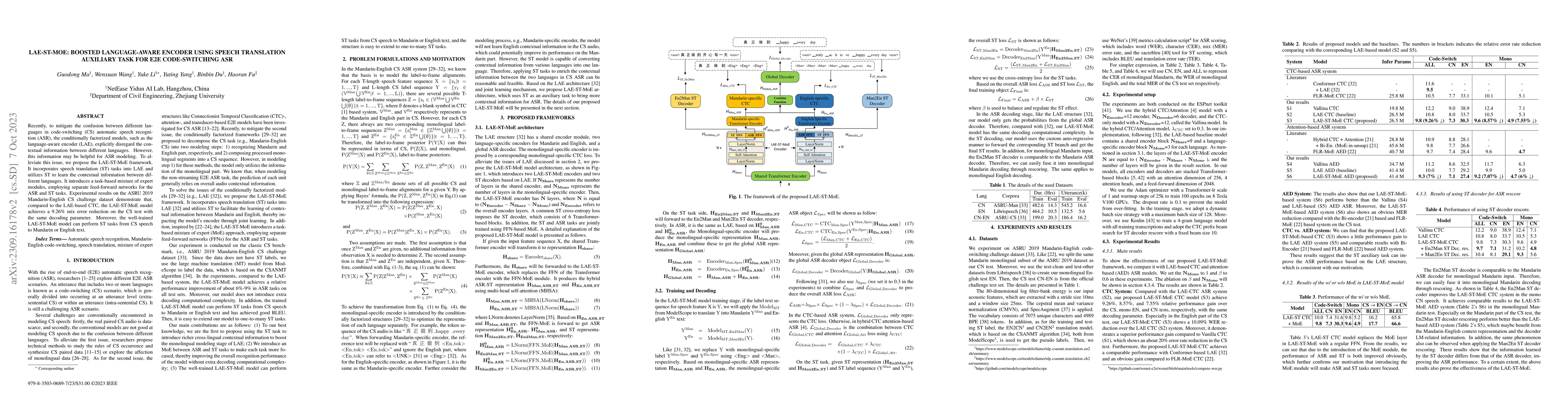 Thumbnail for LAE-ST-MoE: Boosted Language-Aware Encoder Using Speech Translation
  Auxiliary Task for E2E Code-switching ASR
