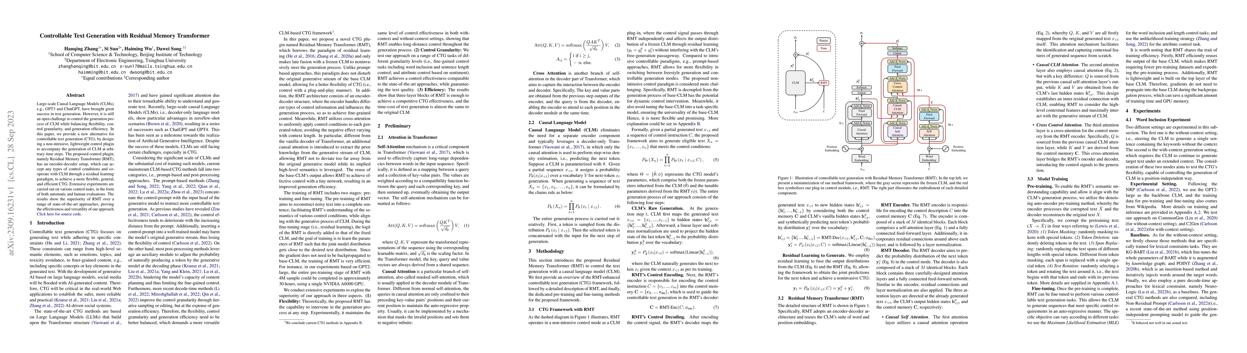 Thumbnail for Controllable Text Generation with Residual Memory Transformer