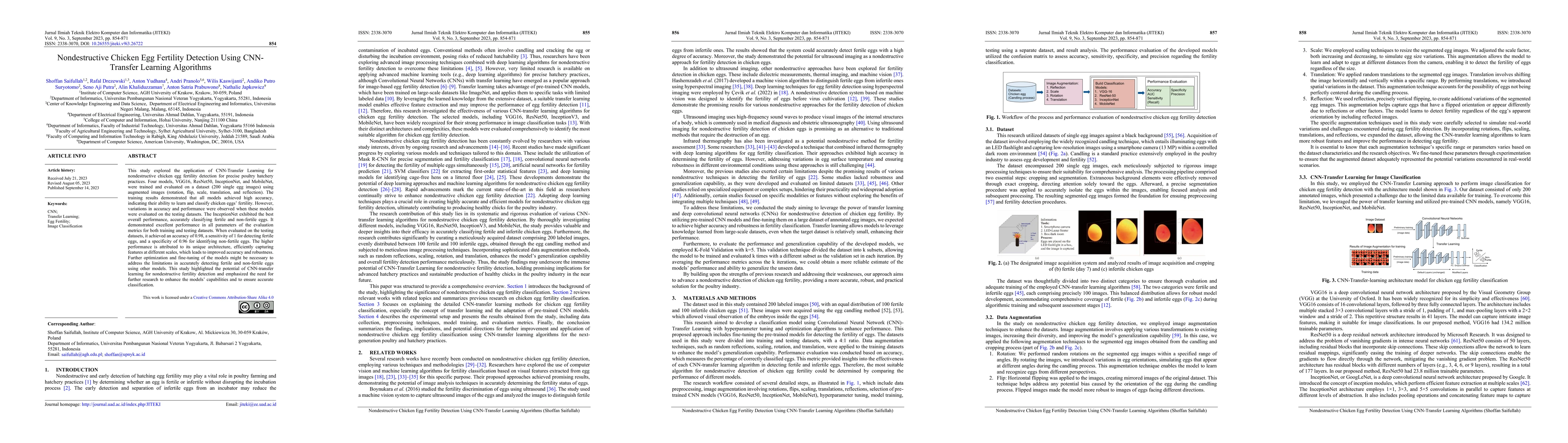 Thumbnail for Nondestructive chicken egg fertility detection using CNN-transfer
  learning algorithms