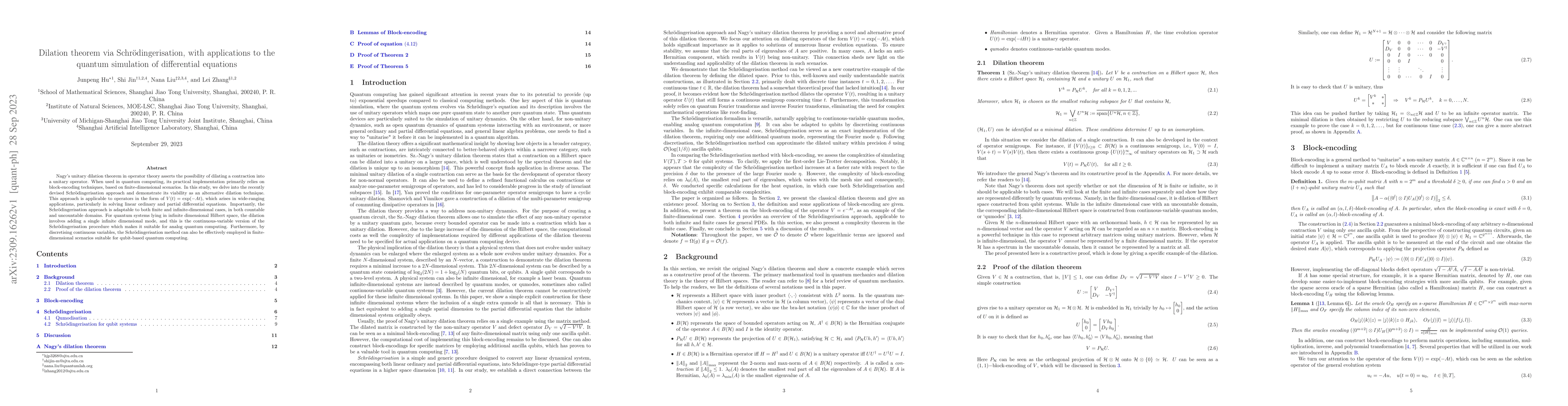 Thumbnail for Dilation theorem via Schr\"odingerisation, with applications to the
  quantum simulation of differential equations