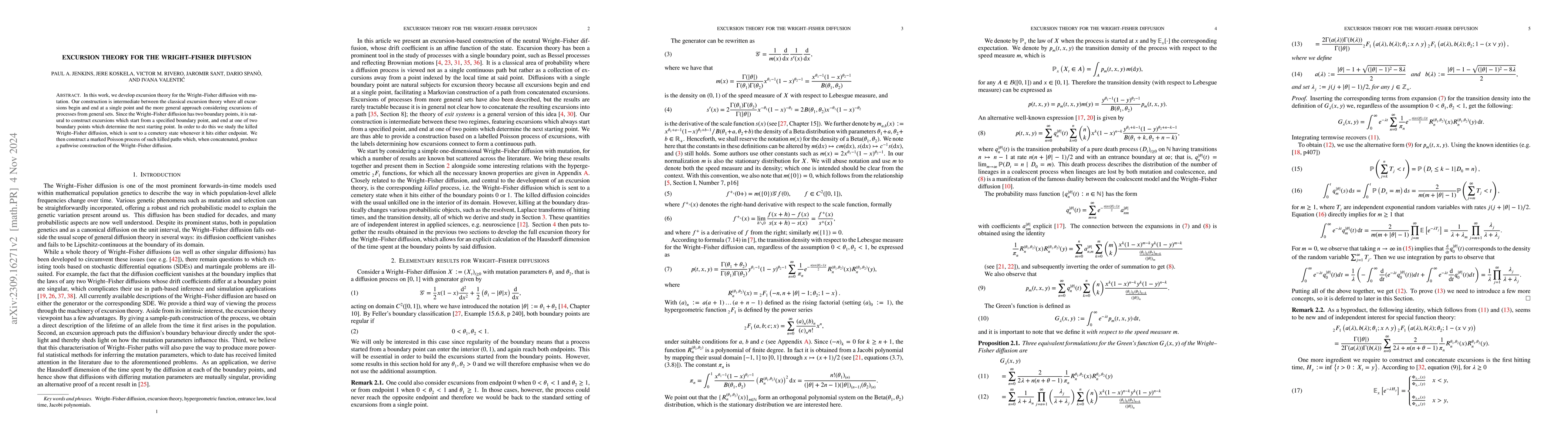 Thumbnail for Excursion theory for the Wright-Fisher diffusion