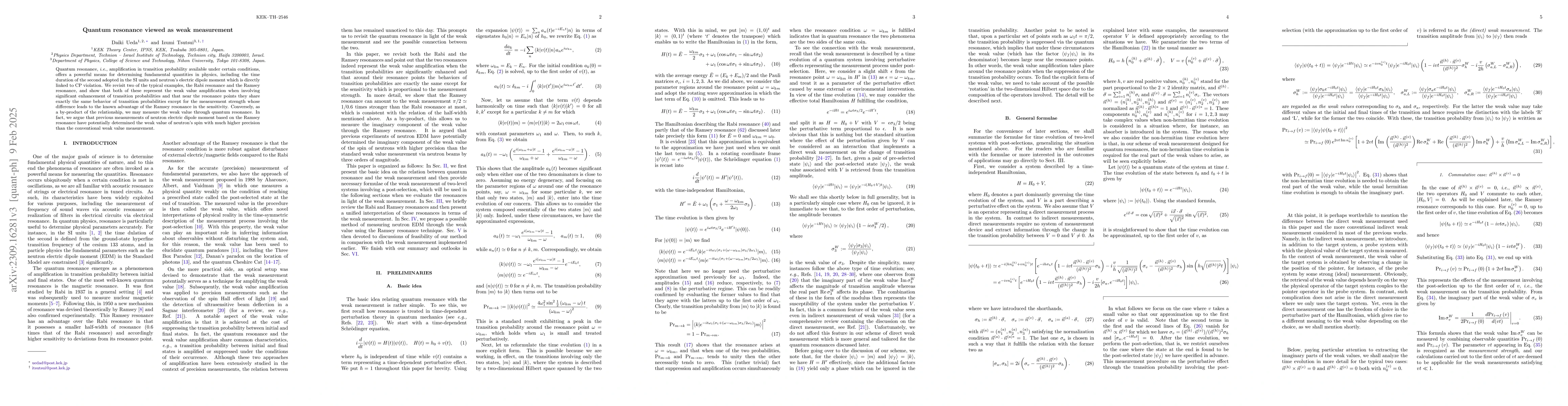 Thumbnail for Quantum Resonance viewed as Weak Measurement
