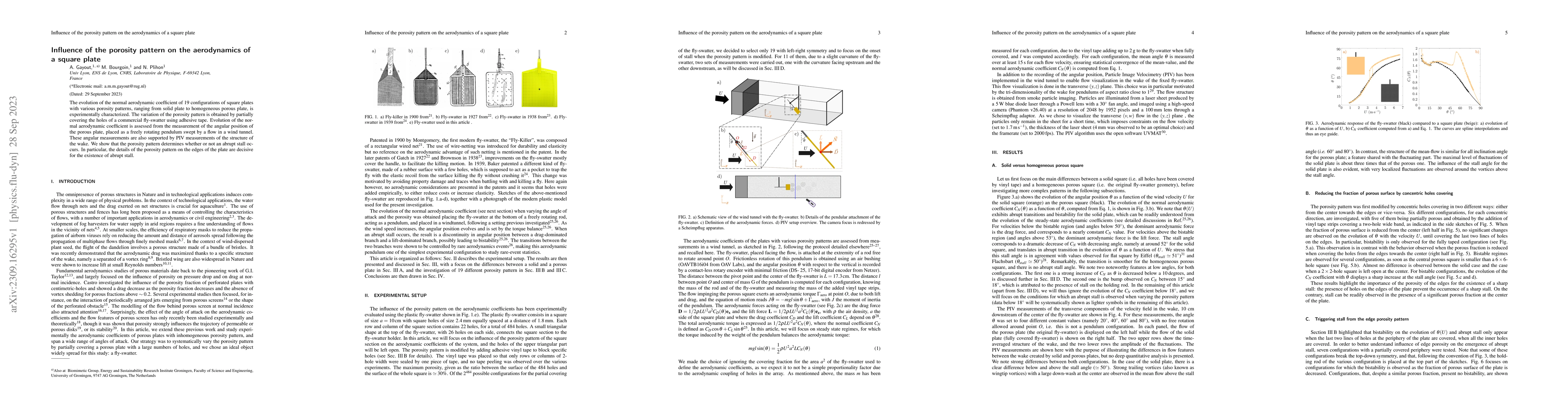Thumbnail for Influence of the porosity pattern on the aerodynamics of a square plate