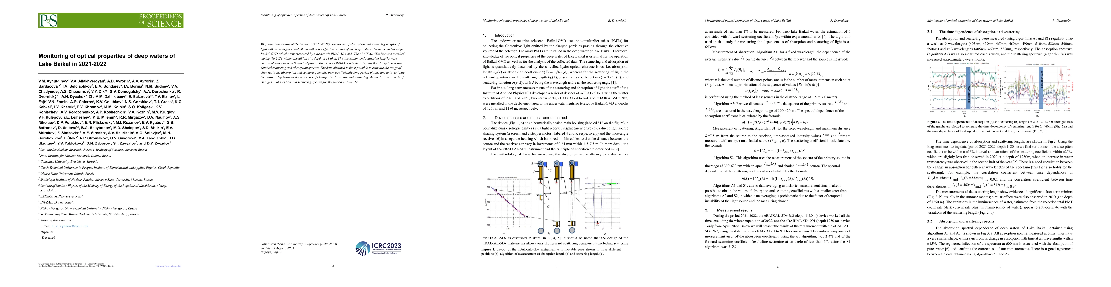 Thumbnail for Monitoring of optical properties of deep waters of Lake Baikal in
  2021-2022