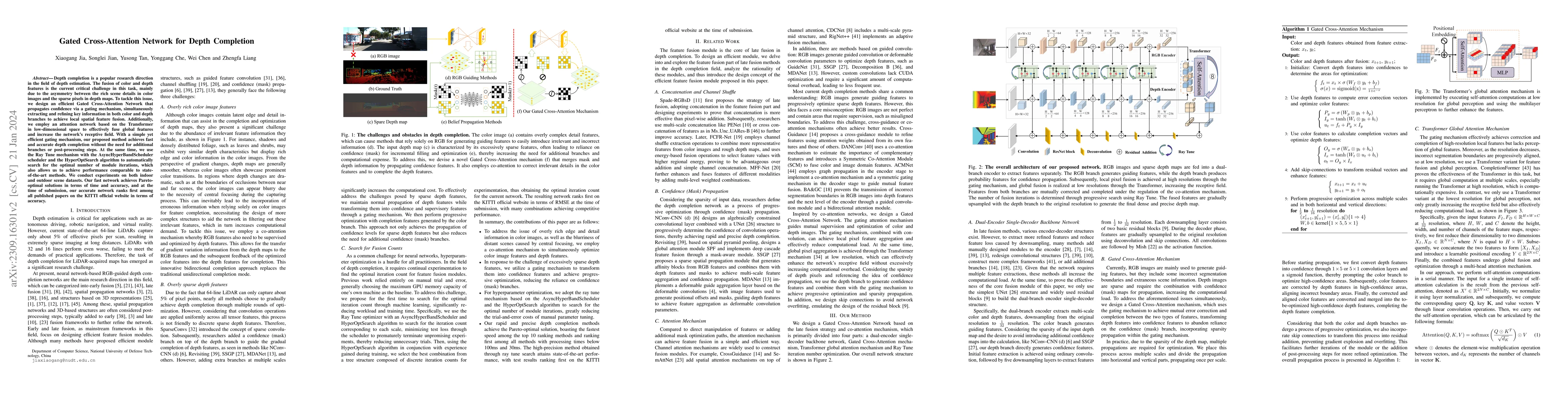 Thumbnail for Gated Cross-Attention Network for Depth Completion