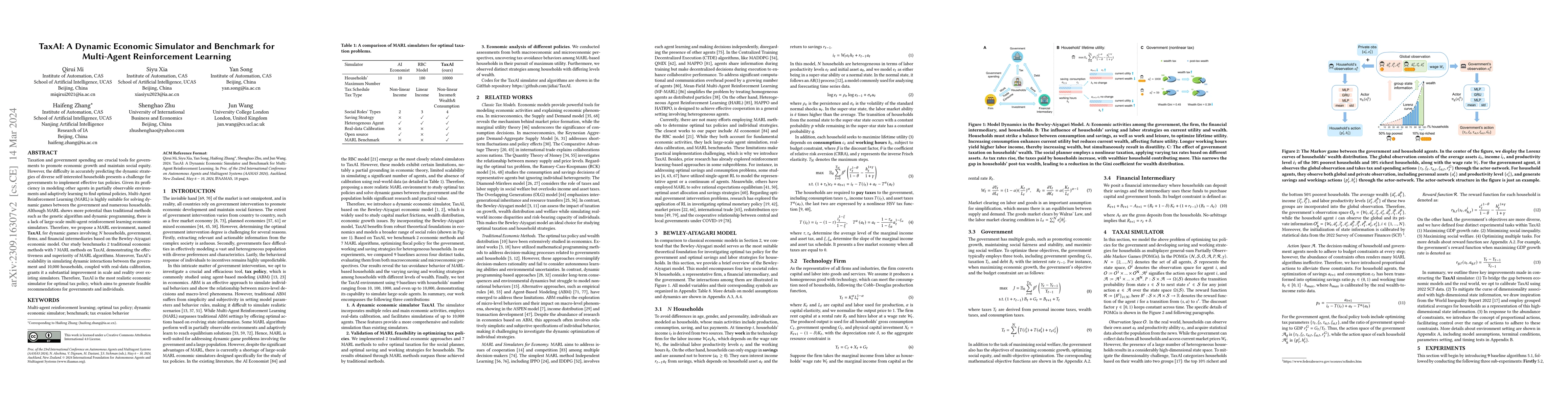 Thumbnail for TaxAI: A Dynamic Economic Simulator and Benchmark for Multi-Agent
  Reinforcement Learning