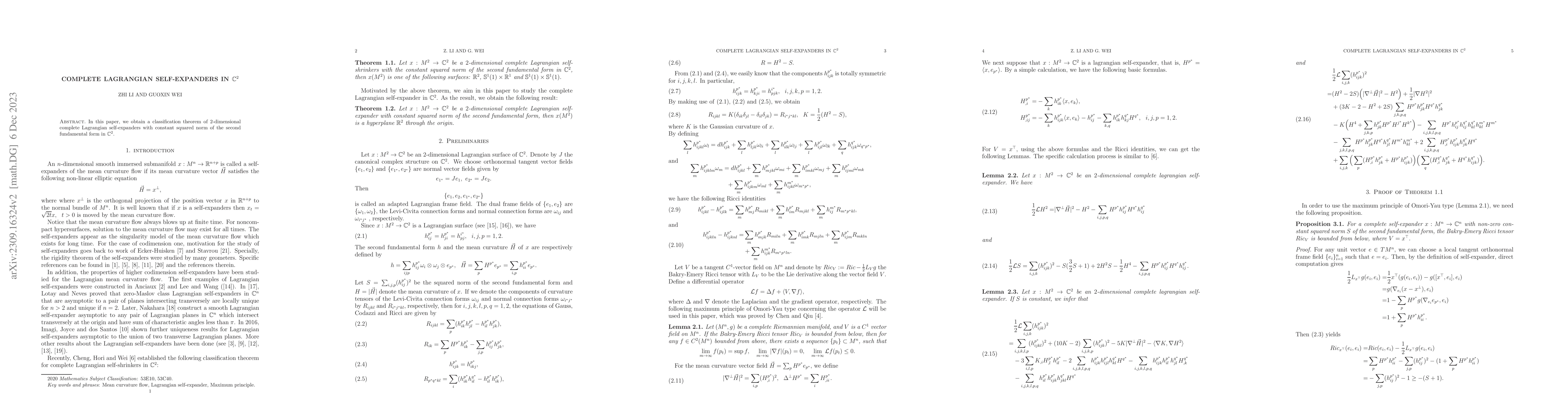 Thumbnail for Complete lagrangian self-expanders in $\mathbb C^{2}$