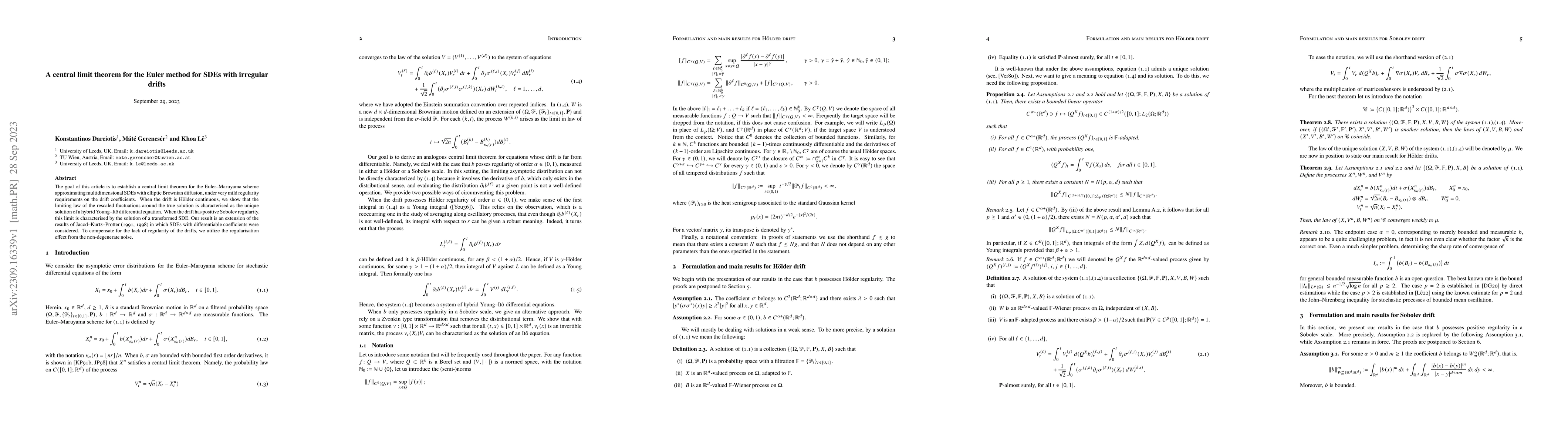 Thumbnail for A central limit theorem for the Euler method for SDEs with irregular
  drifts