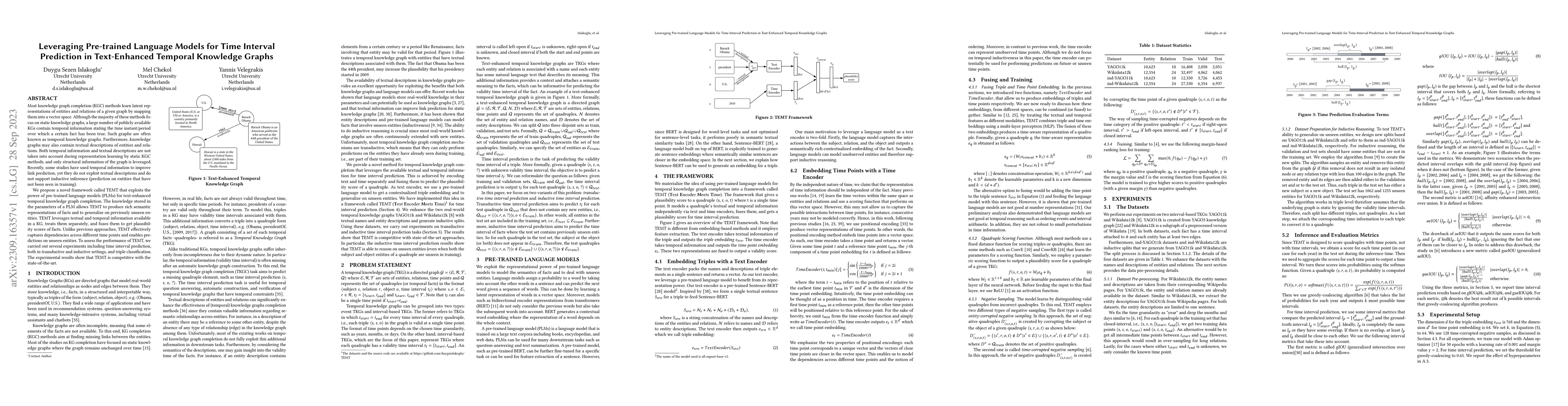 Thumbnail for Leveraging Pre-trained Language Models for Time Interval Prediction in
  Text-Enhanced Temporal Knowledge Graphs