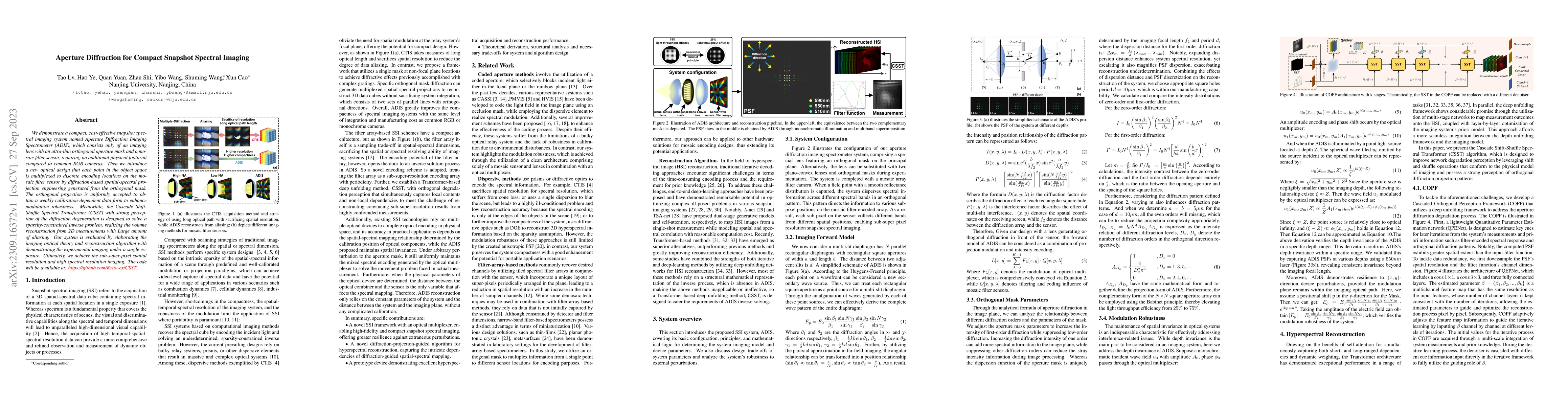 Thumbnail for Aperture Diffraction for Compact Snapshot Spectral Imaging