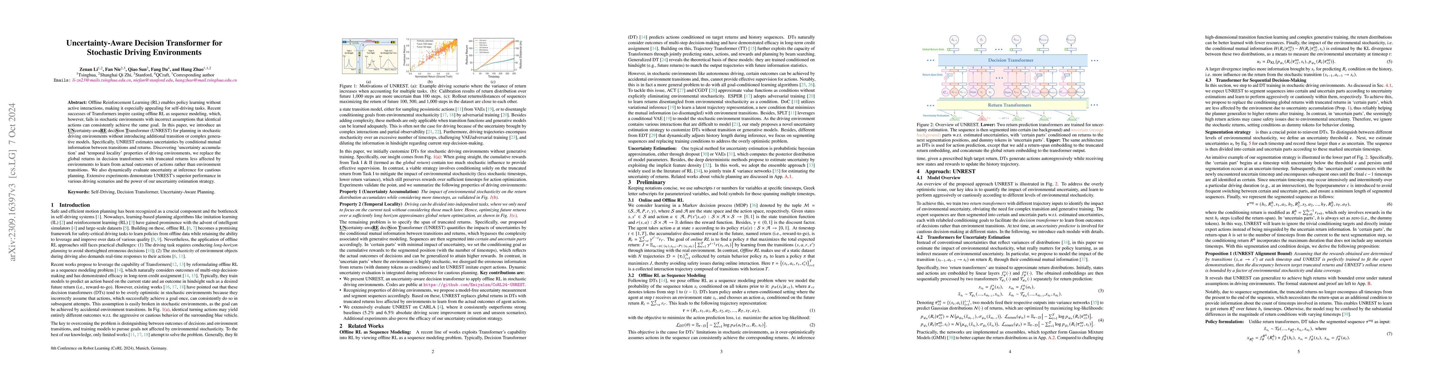 Thumbnail for Uncertainty-Aware Decision Transformer for Stochastic Driving
  Environments