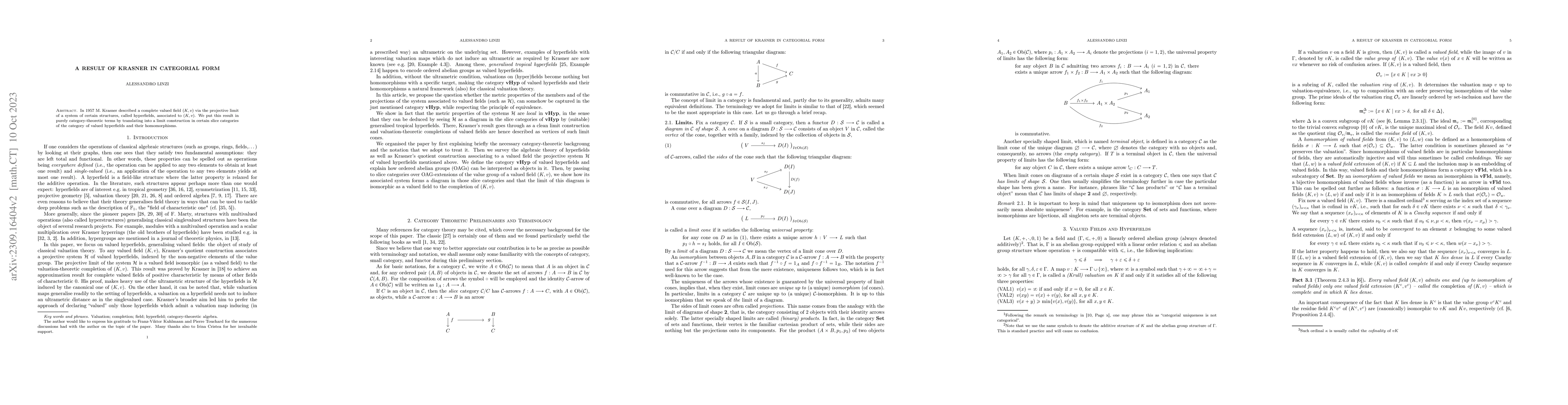 Thumbnail for A result of Krasner in categorial form