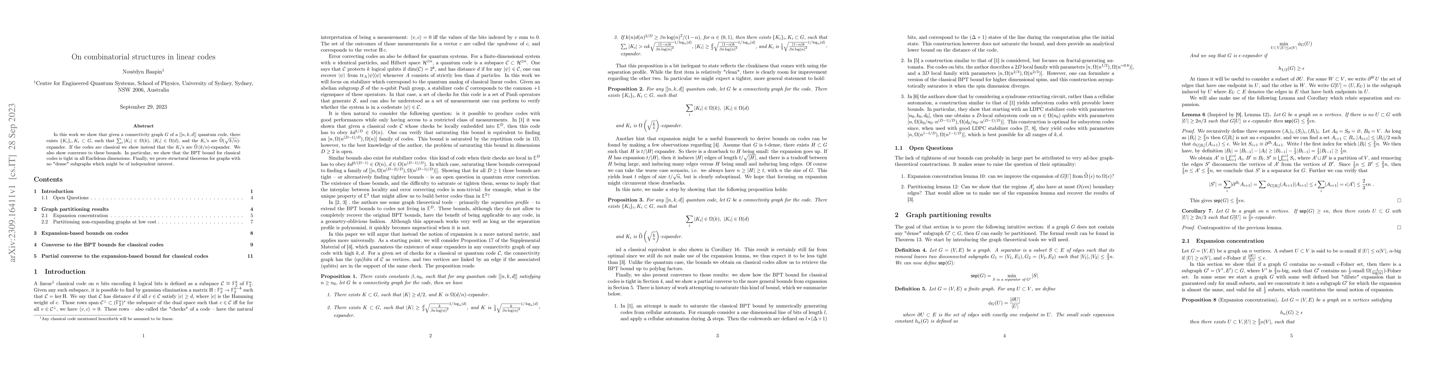 Thumbnail for On combinatorial structures in linear codes