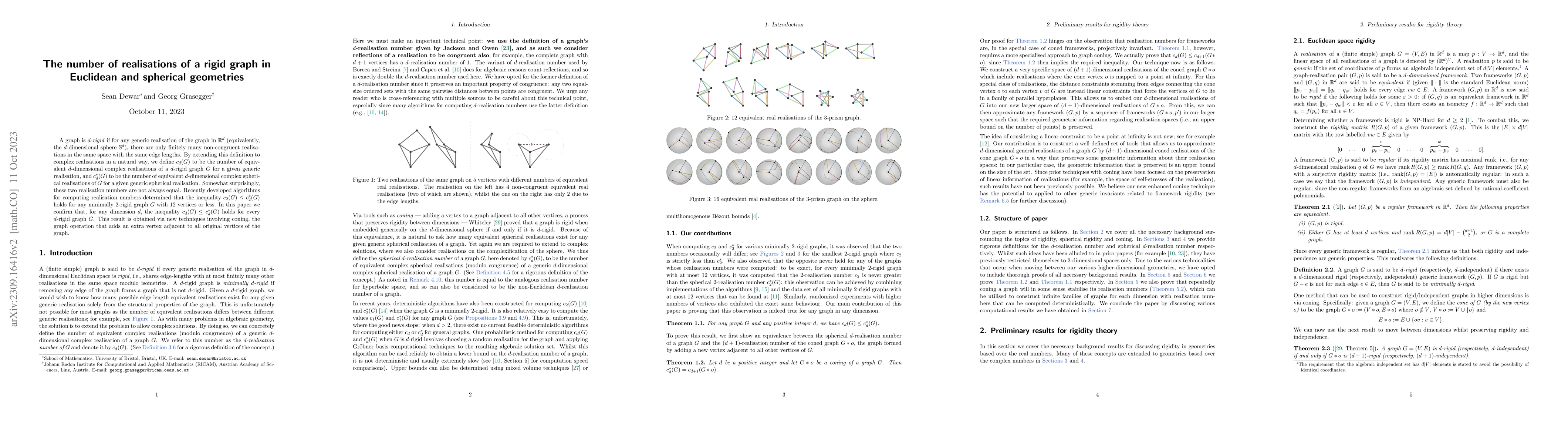 Thumbnail for The number of realisations of a rigid graph in Euclidean and spherical
  geometries