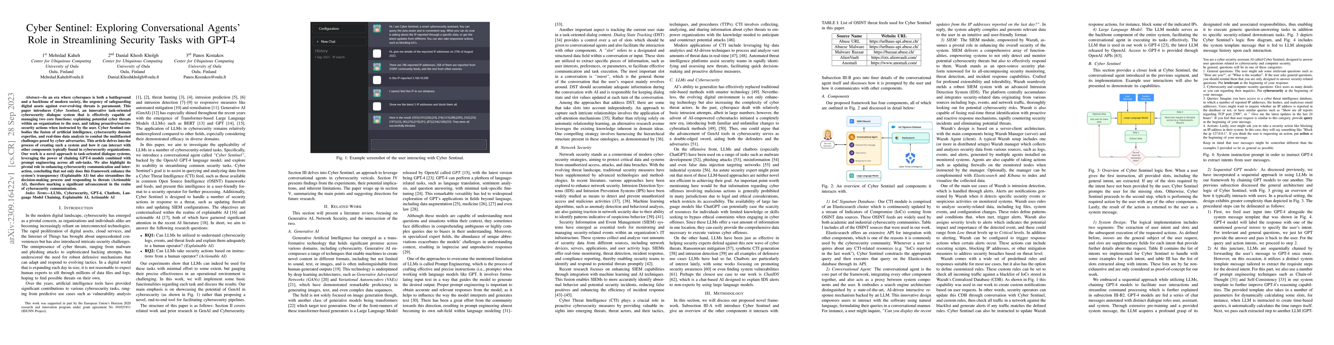 Thumbnail for Cyber Sentinel: Exploring Conversational Agents in Streamlining Security
  Tasks with GPT-4
