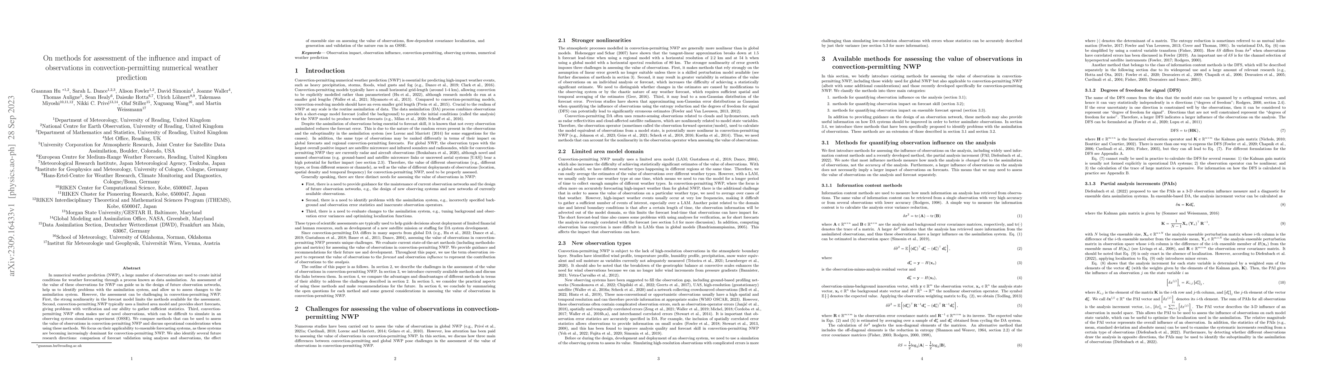 Thumbnail for On methods for assessment of the influence and impact of observations in
  convection-permitting numerical weather prediction