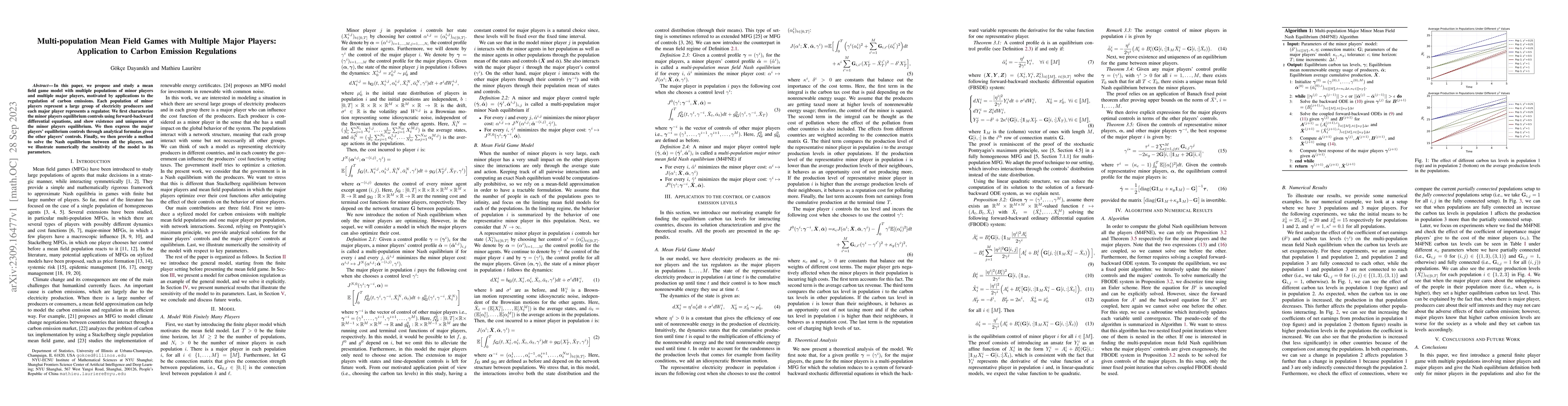 Thumbnail for Multi-population Mean Field Games with Multiple Major Players:
  Application to Carbon Emission Regulations