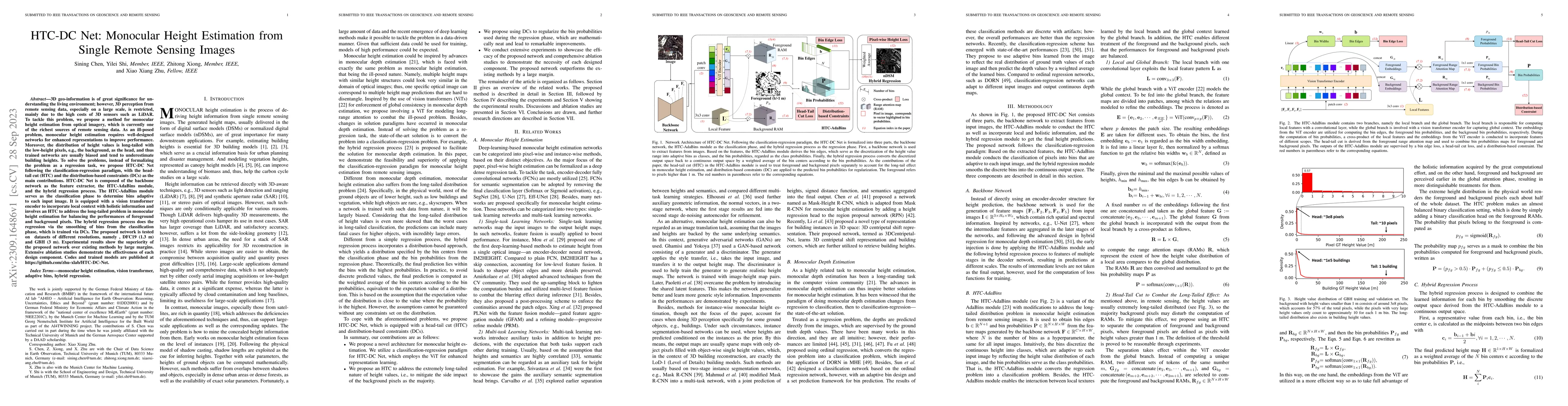 Thumbnail for HTC-DC Net: Monocular Height Estimation from Single Remote Sensing
  Images