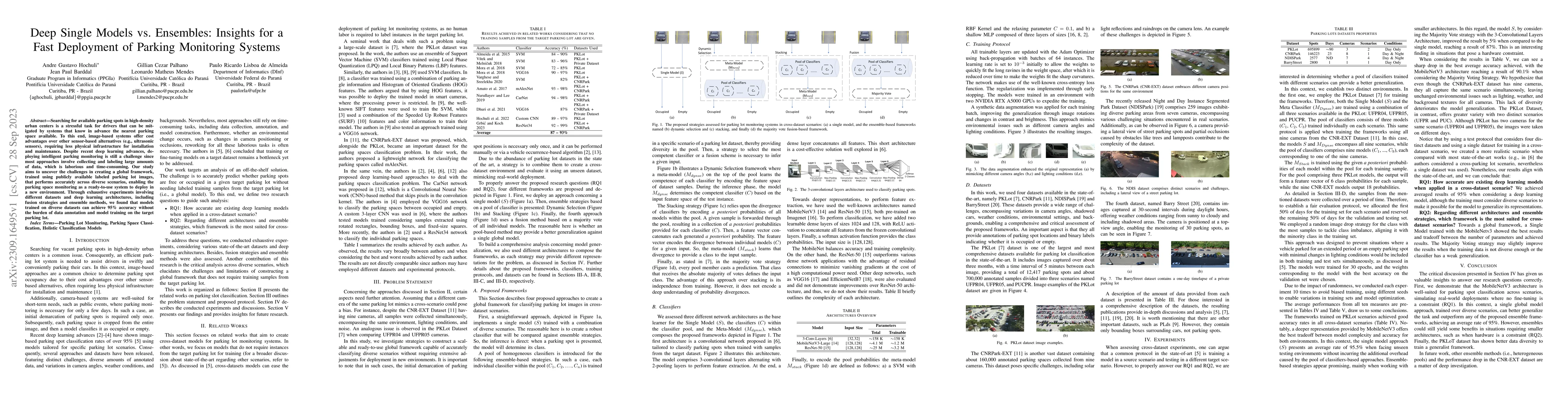Thumbnail for Deep Single Models vs. Ensembles: Insights for a Fast Deployment of
  Parking Monitoring Systems
