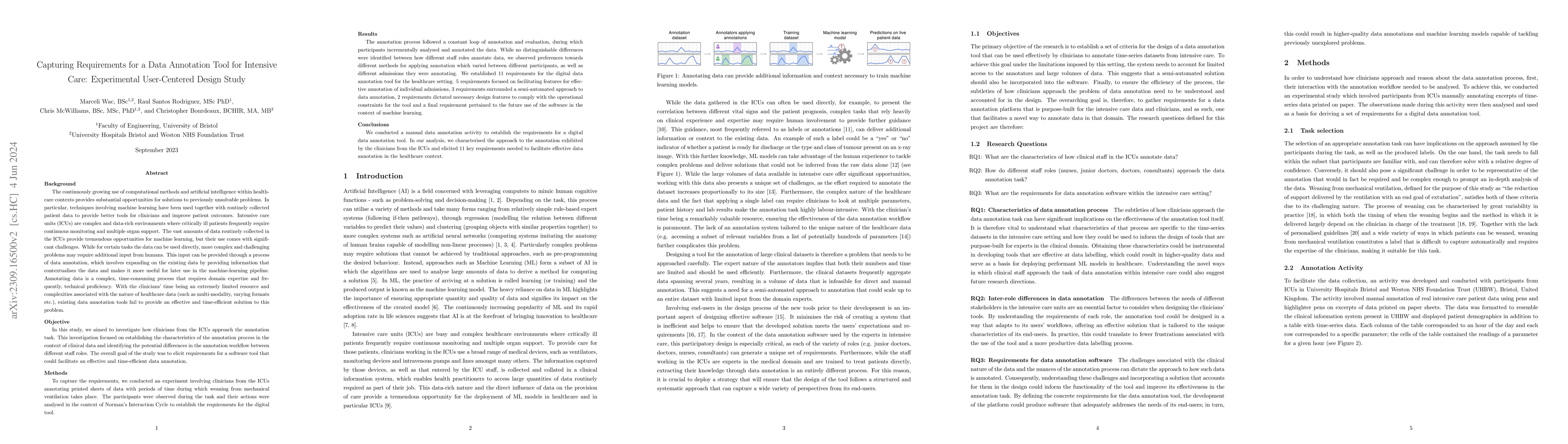 Thumbnail for Capturing Requirements for a Data Annotation Tool for Intensive Care:
  Experimental User-Centered Design Study