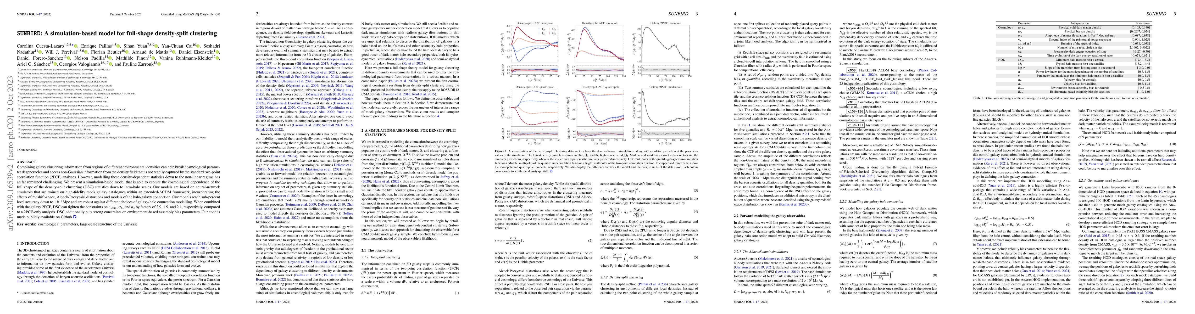 Thumbnail for SUNBIRD: A simulation-based model for full-shape density-split
  clustering