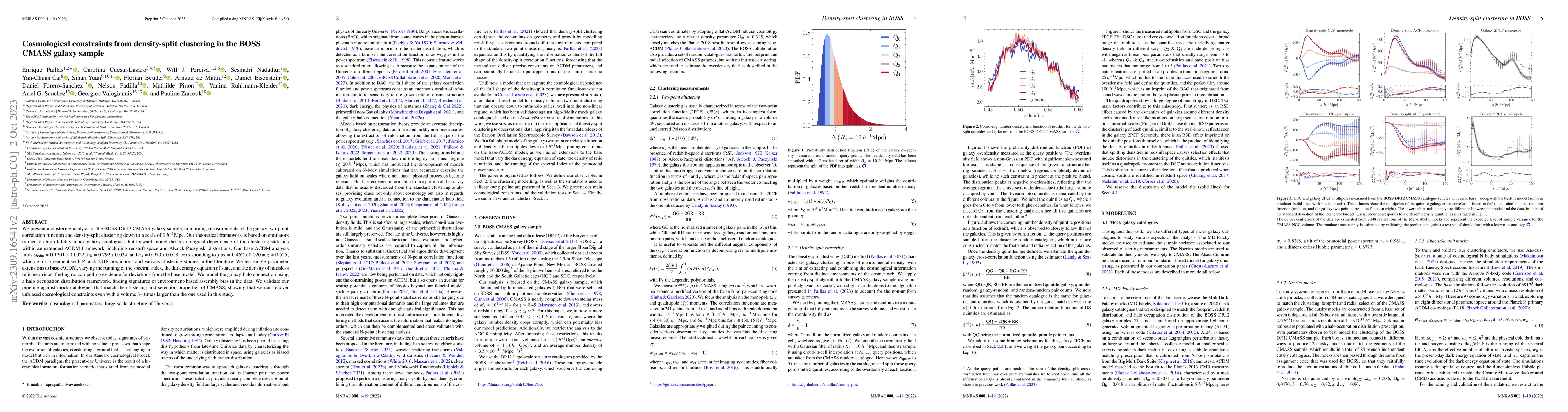 Thumbnail for Cosmological constraints from density-split clustering in the BOSS CMASS
  galaxy sample