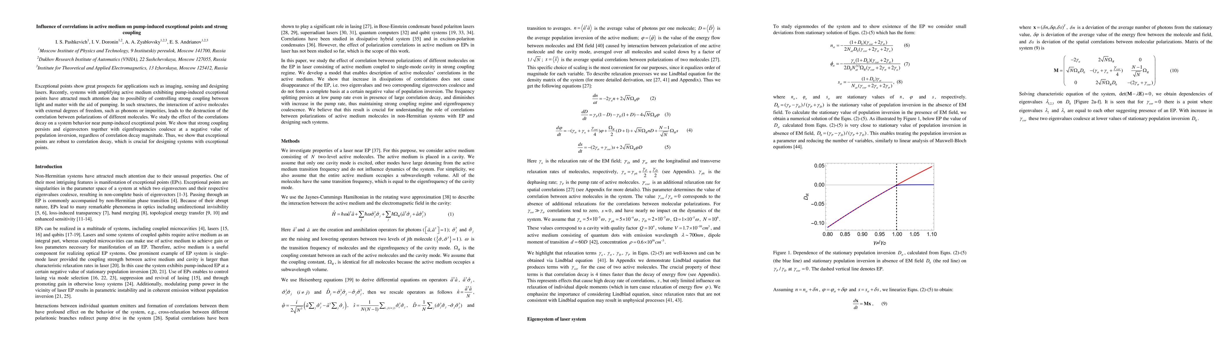 Thumbnail for Influence of correlations in active medium on pump-induced exceptional
  points and strong coupling