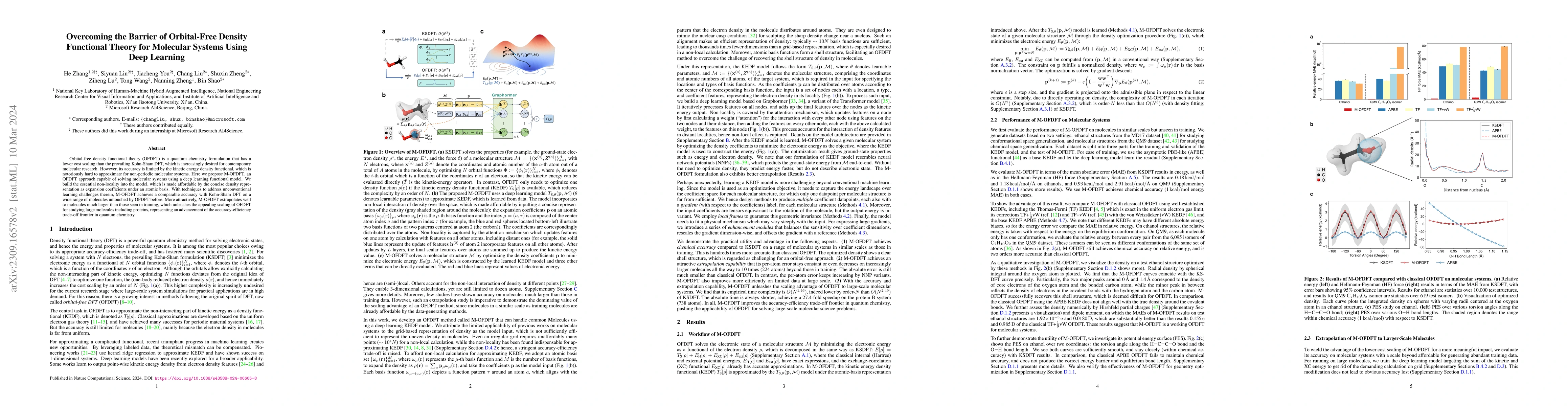 Thumbnail for Overcoming the Barrier of Orbital-Free Density Functional Theory for
  Molecular Systems Using Deep Learning