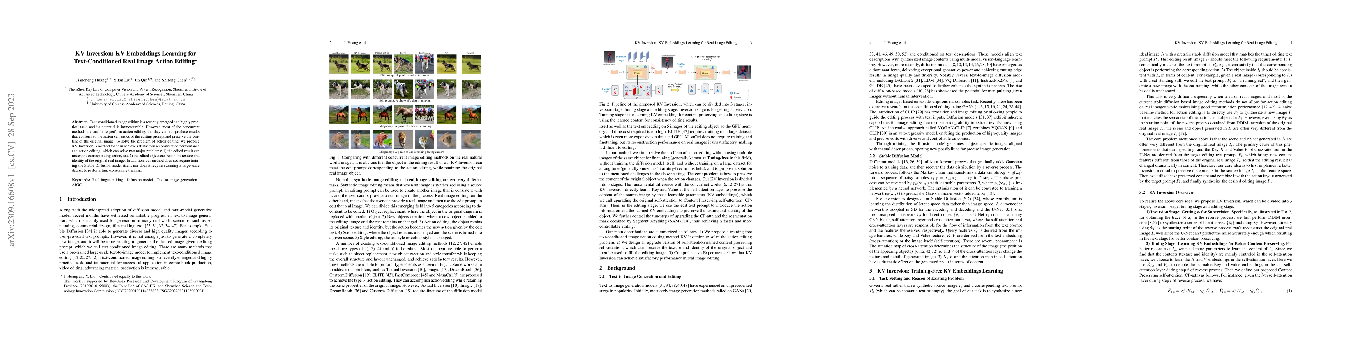 Thumbnail for KV Inversion: KV Embeddings Learning for Text-Conditioned Real Image
  Action Editing