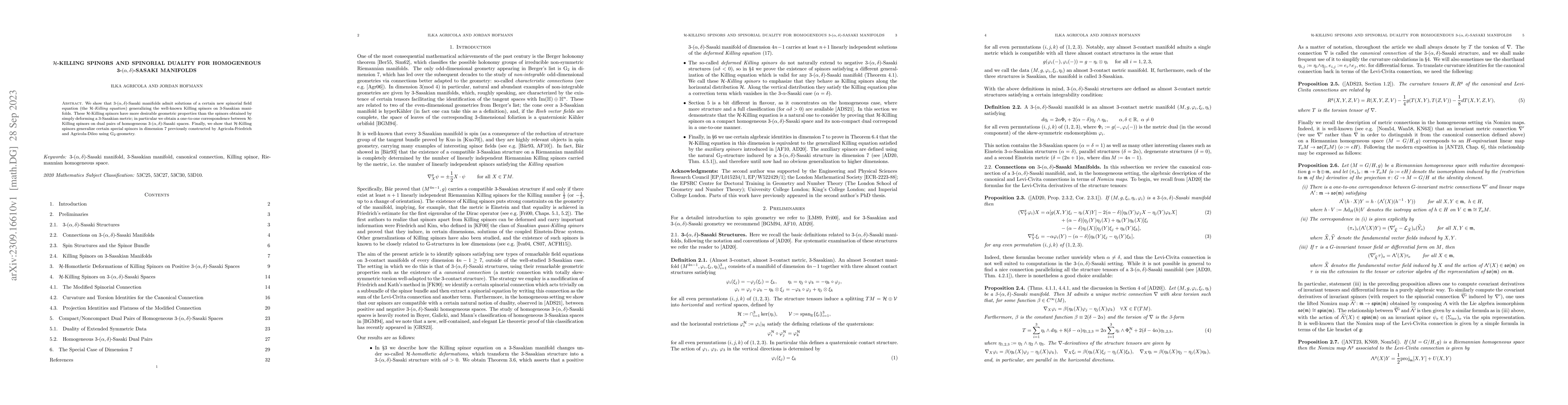 Thumbnail for $\mathcal{H}$-Killing Spinors and Spinorial Duality for Homogeneous
  3-$(\alpha,\delta)$-Sasaki Manifolds